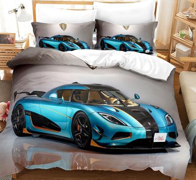 China Anti-Static Sports Car Pattern Motorcycle Bedding Set Digital HD Printing for sale