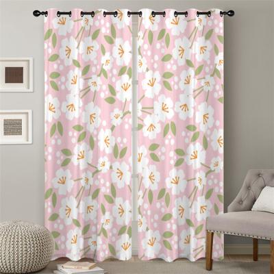 China Printing Hot Selling Rose Polyester Heat Transfer Printing Curtains For Student Dormitory Flower Curtains for sale