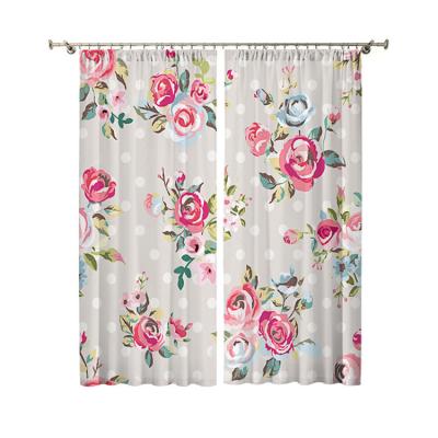 China Latest Product Pink Printing Rose Printing Curtain Wave Dot Fashion Blackout Curtain for sale