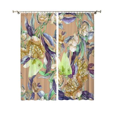 China Printing OEM Customized Sense Chinese Artistic Flower Printing Elegant Curtains And Fashionable Drapes for sale