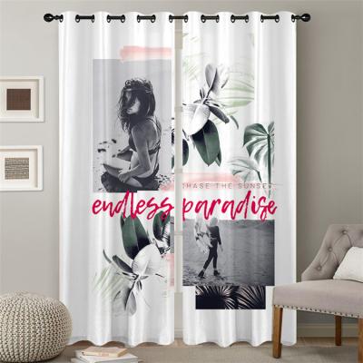 China Printing Wholesale Made In China Black White European And American Beauty Curtains Flower Printing Curtains for sale