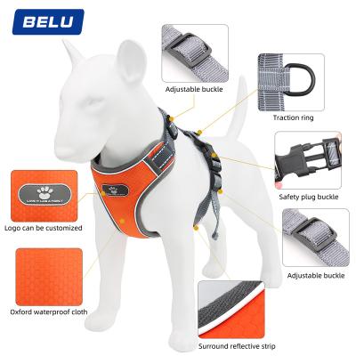 China Custom Stocked Custom Service Dog Harness Cotton-webbing Leash Set Reversible Collar Adjustable Pet Harness For Dog for sale