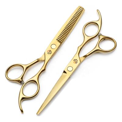 China Right Handed Scissors 2021 New 5.5/6.0 Inch Flat Tooth Scissors Fashion Design Beauty Barber Gold Scissors for sale