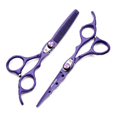 China Professional 6 Inch High Screw Stainless Steel Purple Barber Scissors Right Handed and Household Hairdressing Straight Scissors for sale