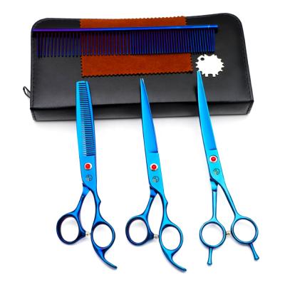 China Best Viable Quality 7 Inch Dog Grooming Scissors Curved Pet Scissors Set With Comb for sale