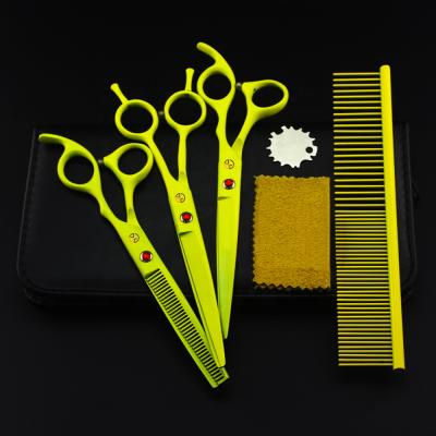 China 7 Inch Viable Yellow Baking Paint JP Stainless Steel Hair Grooming Kit For Dog for sale