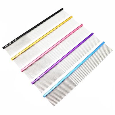 China Viable Multi Color Professional Aluminum Pet Hair Grooming Straight Row Comb For Dog Grooming for sale