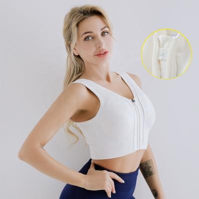 China Breathable Warm Ladies Seamless High Impact Padded Shockproof Compression Zipper Up Yoga Top Set In Bra Women Gym Wear for sale