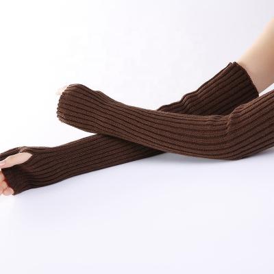 China Women Inch Long Gloves Sleeve Elbow Length Warmer Breathable Fingerless Stretch Arm Hole 50 cm Long Acrylic Gloves and Mittens for sale