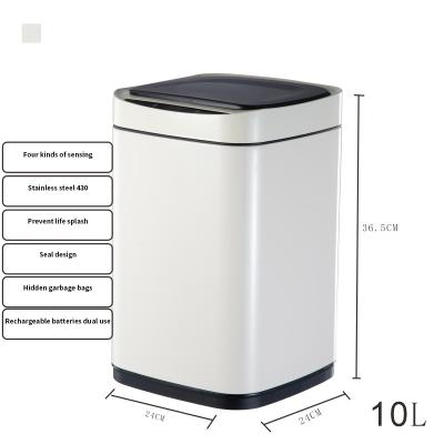 China Stainless Steel Large Capacity Induction Type Induction Home Living Room Office Electric Toilet Automatic Smart Trash Can for sale