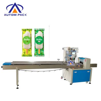 China Full Automatic Food Autompack Ice Cream Popsicle Flow Packing Machine Popsicle Packaging Machine for sale