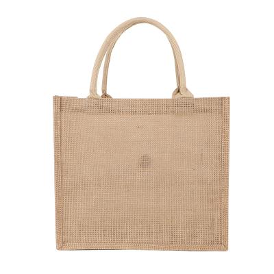 China Light Weight Accept Custom Size Logo Print Plain Jute Burlap Shopping Bag With Handle for sale