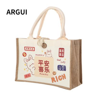 China Lightweight All Season Offer Custom Logo Printed Shopping Bags Heavy Duty Recycle Cheap Price JUTE Bag Burlap Tote Bags for sale