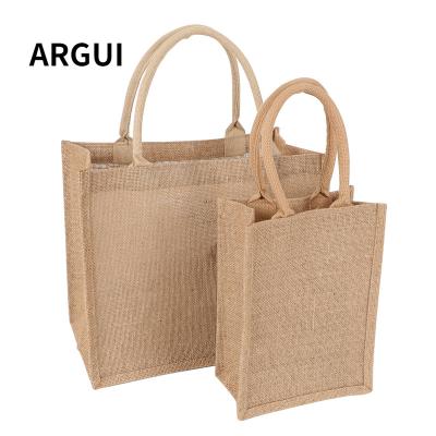 China Lightweight Custom Pocket Bag Tote Bags Reusable Women Lady Burlap Large Jute Bag for sale