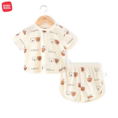 China Breathable 2 Piece Baby Clothing Sets Newborn Baby Pajamas Sets Summer Breathable Mesh Knitted Tops Baby Clothes for sale