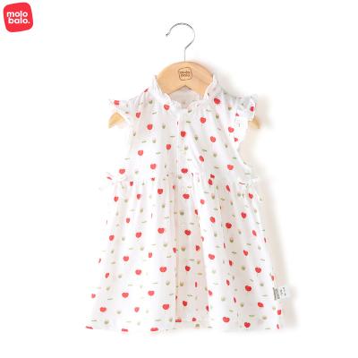 China Fashion 100% Cotton Anti-wrinkle Girls Dresses Cute Princess Dress Baby Girls Birthday Bow Lace Sleeve Summer Short Dress for sale