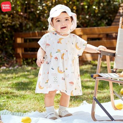 China Summer New Washable Babies' Dresses Cartoon Animal Print Baby Clothes Toddler Girl 100% Cotton Baby Sleeveless Dresses for sale