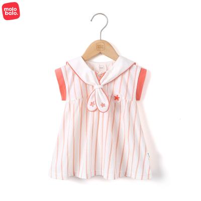 China 2022 New Arrival Summer Washable Baby Dresses Girls Striped Preppy Clothing Style OEM ODM Infant Babies Dresses for sale