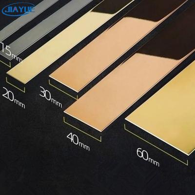 China Jiayue Modern Decorative Black Brushed Gold Mirror Tile Trim Gold Mirror Flat Wall Furniture Decor Strip Flat Strip for sale