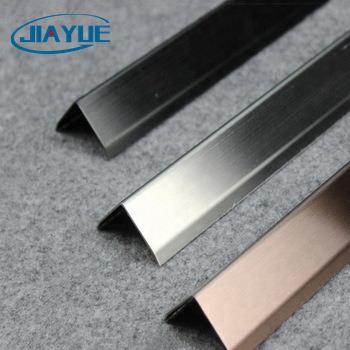 China Modern 304 Stainless Steel L Shape Decorative Trim Profiles Wall Corner Profile 1.0 Mm Tile Edge Silver Gold Mirror Hairline Slot for sale