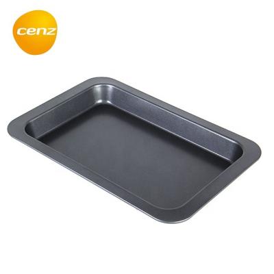 China Rectangular Crispy Baking Pan Tray Rolling Cake Plate Bakery Bakeware Deep Roast Sustainable Carbon Steel Pans Cover Non-Stick Pans for sale