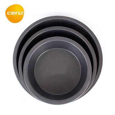 China Carbon Steel Bakeware Deep Bakeware Supplier Tray Quiche Commercial Tart Pan Pizza Pan Sets Round Pie Mold Viable Non-Stick Pizza Pan for sale