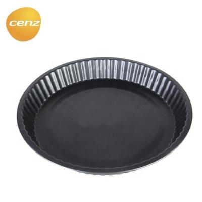 China Deep Bakeware Carbon Steel Tray Quiche Pie Tart Pan Big Pie Pan Nonst Round Pizza Fluted Tube Flat Cake Mold Viable Bakeware Supplier for sale