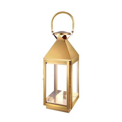 China ECO-frendly Gold Lantern Vintage Style Decorative Garden Lantern Set Forged Metal Decor Large Outdoor Glass Candle Holder Wedding for sale