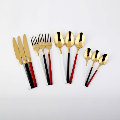 China Stocked Black Wedding Party Factory Wholesale 304 SS Pry Tops Stainless Steel Gold Cutlery for sale