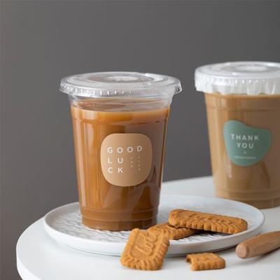 China Custom Eco Friendly Disposable Coffee Cups Clear Plastic Stocked Eco Friendly Biodegradable PET Coffee Cup Disposable With Lids for sale