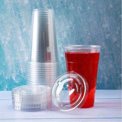 China Customized Clear Disposable Plastic Cheap Biodegradable Stocked Eco Friendly Disposable Coffee Cups Take Away Cups For Restaurant for sale