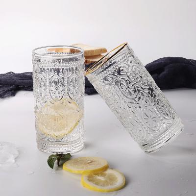 China Wholesale High Quality Contemporary Wedding Crystal Glassware Gold Rim Vintage Cheap Water Glasses for sale