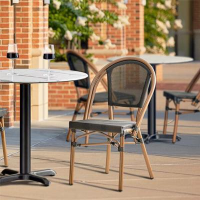 China High Quality Metal Stackable Modern Chair Outdoor Cooling Bamboo Look Dining Patio Rattan Chairs For Restaurant for sale