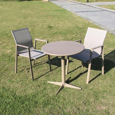 China Modern French Style Bistros Furniture Set Metal Restaurant Table And Chair Stackable Outdoor Dining Set for sale