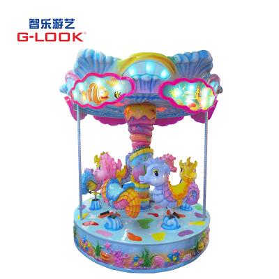 China 2020 Mini Carousel Rides For Sale Seahorse Amusement Park 6 People Indoor Carousel Kids MINI Ride for sale