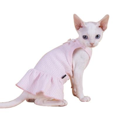 China Military Bald German Pink Slim Kitty Sphinx Cat Clothes Sling Cotton Vest Spring And Summer Cute for sale