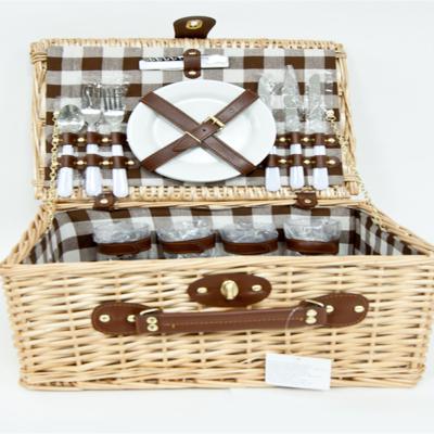 China Handmade Wicker Willow Design Picnic Basket Food Basket Storage Basket China New Eco-Friendly Natural Rattan Material With Dish for sale