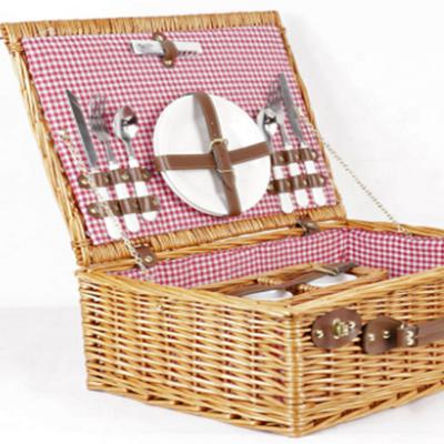 China N/A new eco-friendly natural material handmade wicker willow design picnic basket with dish for sale