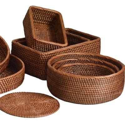 China China Customs Handmade Natural Rattan Fruit Bread Basket For Home for sale