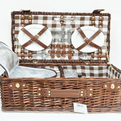 China China Natual Material Rattan Willow Handmade Wicker Food Storage Picnic Basket for sale