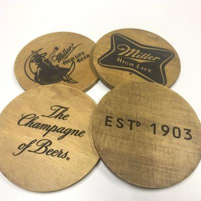 China North Amercia Customs Design Natural Wooden Beer Wine Tea Coaster With Logo For Drinks for sale