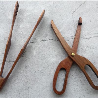 China China Natural Bamboo, Wooden BBQ Grill Tongs Cooking Frying Kitchen Food Serving Clip Tongs Scissor Tongs for sale