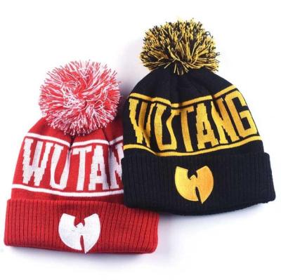 China Common Wholesale 100% Brand Name Acrylic Winter Knitted Hat Beanie Knitted Toqueo Pom Pom Slouchy Toque for sale