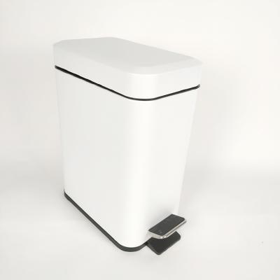 China GOURMAID 5L Pedal Bin Rectangle Waste Bin Viable White Trash Bin for sale