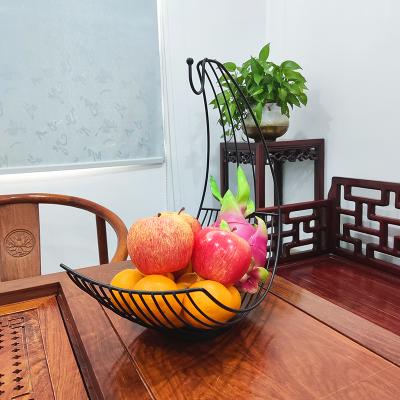 China GOURMAID Stocked Fruit Basket with Banana Hanger Metal Wire Fruit Vegetable Basket Countertop Fruit Bowl for sale