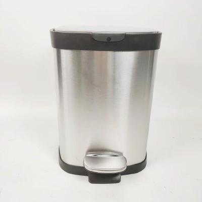 China GOURMAID 6L round stainless steel pedal trash can household foot pedal watse viable trash can for sale