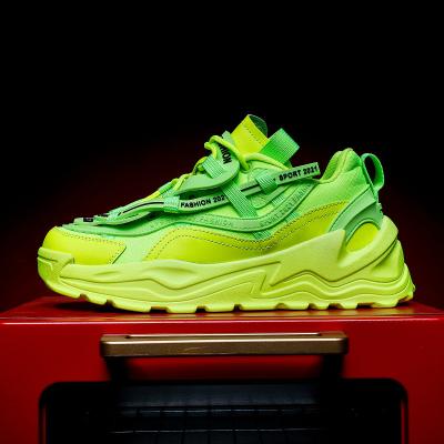 China Breathable Sports Shoes Fashion Men Chunky Sneakers New Design Casual Shoes GreenRunning Outdoor Jogging Breathable Fluorescent Shoes for sale