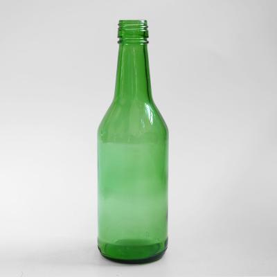 China 12oz 360ml Beverage Glass Bottle Glass Empty Korean Green Beer Bottle With Aluminum Cap for sale