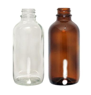 China Hot Selling 1/2oz 1oz 2oz 4oz 8oz 16oz Cosmetic Clear Amber Boston Round Glass Bottle For Essential Oil for sale