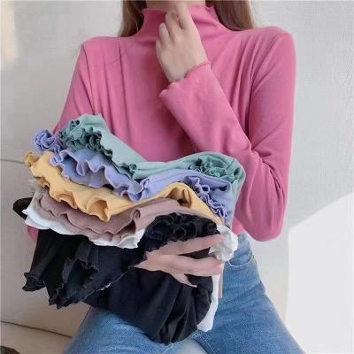 China Anti-wrinkle Fashion High Neck Knitted Long Sleeve Turtleneck Jumpers T Shirt Women's Sweaters for Winter Bottom for sale